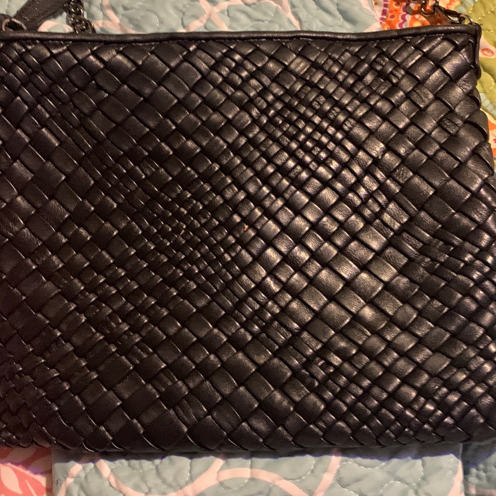 Fador italia genuine leather gorgeous woven black crossbody